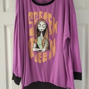 Sally Nightmare Before Christmas Purple Black Soft Long Pj Top 2X